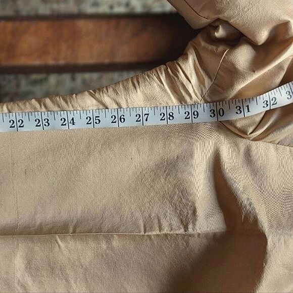 Vtg pale gold raw silk pocketless creased dress pants - Picture 10 of 10